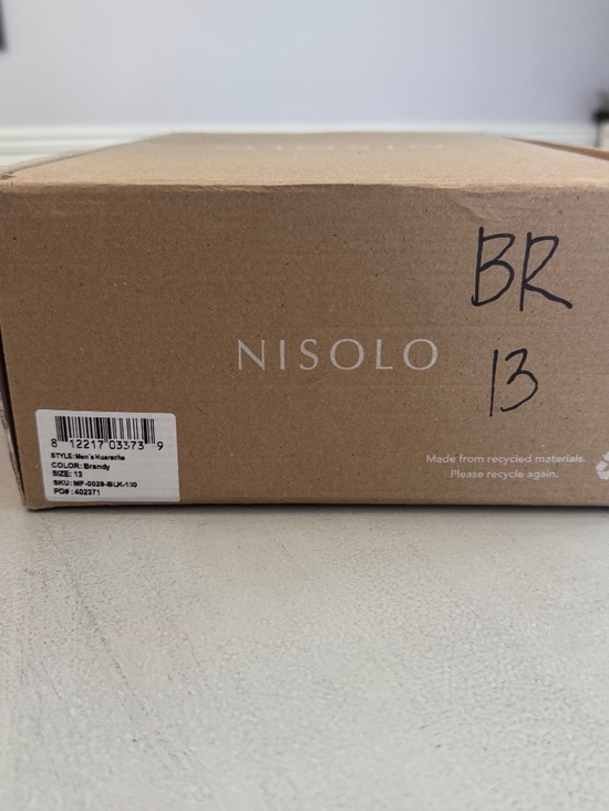 Nisolo Men\'s Huarache Sandal in Brandy Closed Toe Leather Slip-On Sz 13 NIB main image 2
